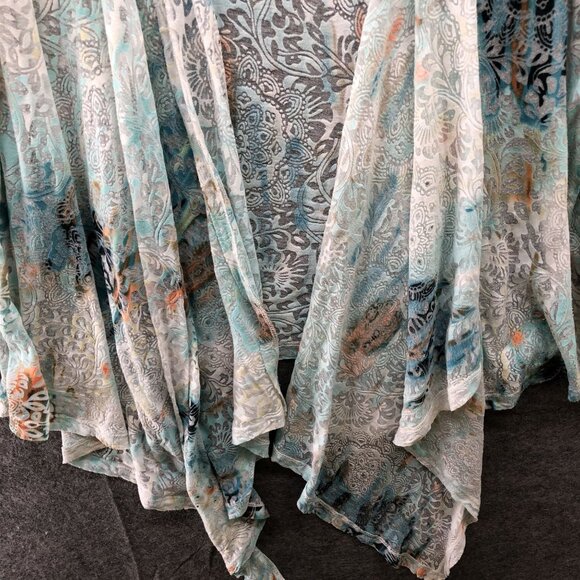 Calvin Klein Cardigan Womens 1X Lightweight Jacquard Paisley Print Beaded Open - Picture 4 of 9